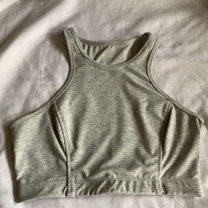 OUTDOOR VOICES Athena Crop Halter Sport Bra Top - Grey